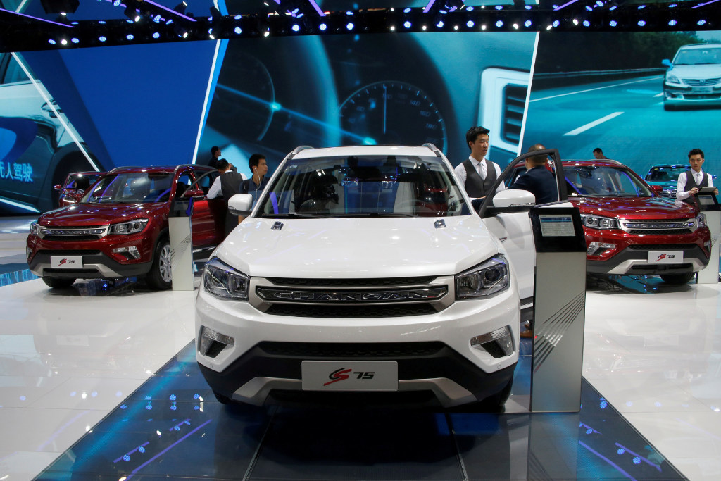 Changan Automobile's CS75 SUV displayed at a car show in Beijing in 2016. Some models from the series are equipped with self-parking. (Picture: Kim Kyung-Hoon/Reuters)