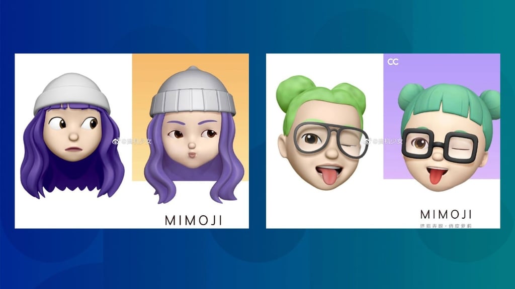 A Chinese blogger put Apple’s Memoji and Xiaomi’s Mimoji side by side. (Picture: 搞机少女 via Weibo) A Chinese blogger put Apple’s Memoji and Xiaomi’s Mimoji side by side. (Picture: 搞机少女 via Weibo)