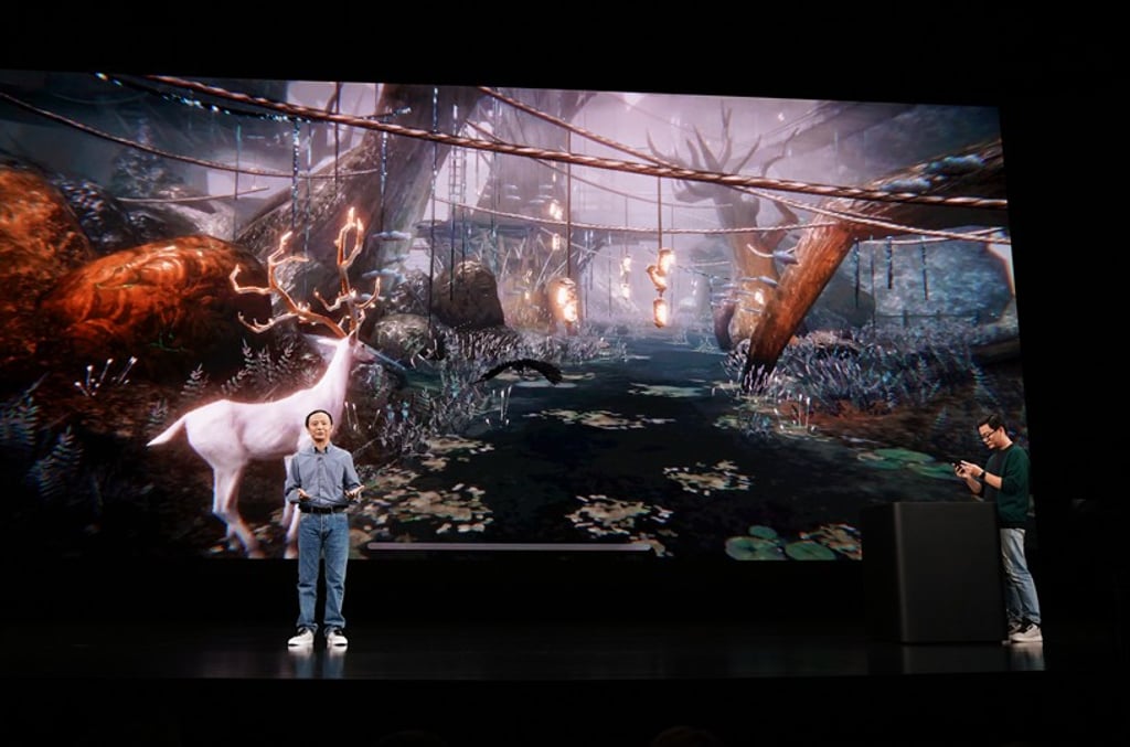 Yang Yang demonstrating Pascal’s Wager on stage at Apple’s keynote event on September 10, 2019. (Picture: Apple) Yang Yang demonstrating Pascal’s Wager on stage at Apple’s keynote event on September 10, 2019. (Picture: Apple)