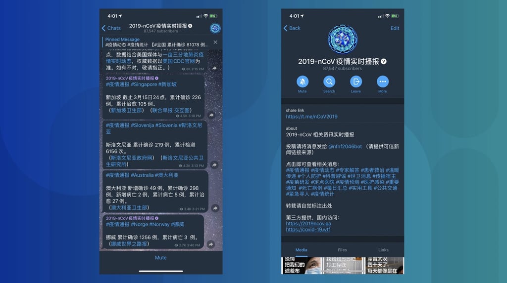 In addition to offering updates on the number of confirmed cases, the channel also shares information about local Chinese hospitals available for Covid-19 treatment, expert quotes and fact checking. (Picture: 2019-nCoV outbreak real-time broadcast/Telegram) In addition to offering updates on the number of confirmed cases, the channel also shares information about local Chinese hospitals available for Covid-19 treatment, expert quotes and fact checking. (Picture: 2019-nCoV outbreak real-time broadcast/Telegram)