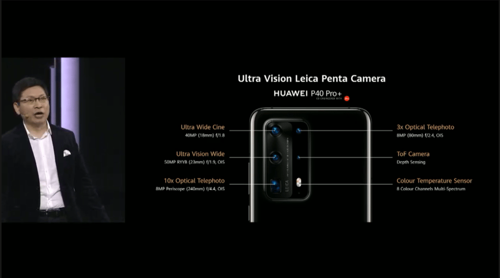 Huawei’s CEO of consumer business Richard Yu introducing the “monster camera” on the P40 Pro+. (Picture: Huawei)