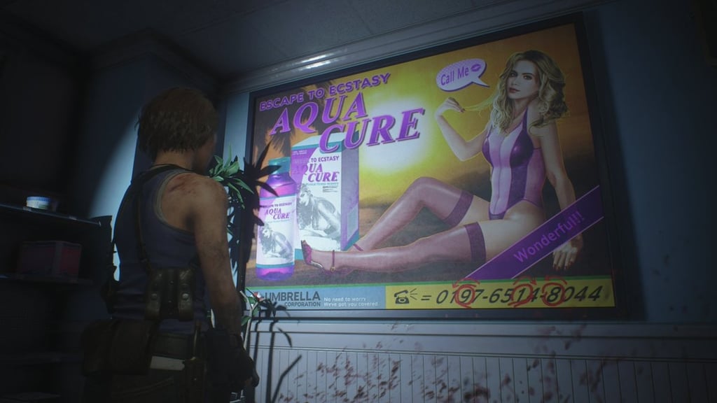 The numbers at the corner of this poster tell players how to open a combination lock in the game. (Picture: Capcom)