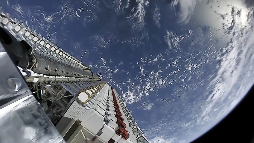 Satellites that will form part of SpaceX's Starlink constellation await release into orbit from a Falcon 9 rocket on May 24, 2019. (Picture: SpaceX) Satellites that will form part of SpaceX's Starlink constellation await release into orbit from a Falcon 9 rocket on May 24, 2019. (Picture: SpaceX)