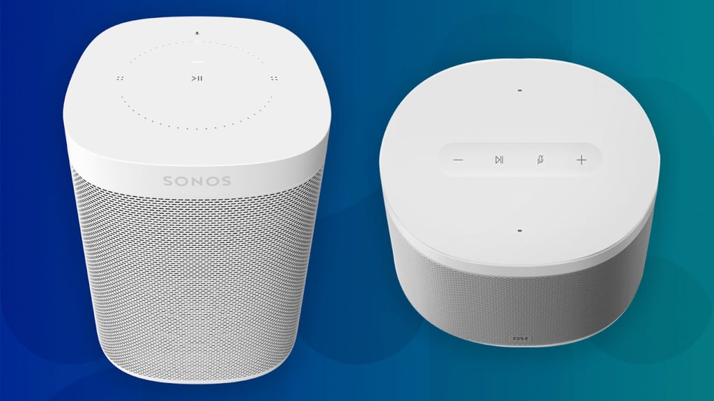 The Sonos One (left) and Xiaomi’s latest smart speaker (right) have a different shape. (Picture: Sonos/Xiaomi)