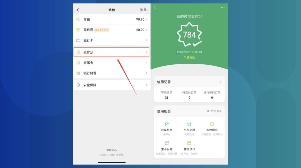 WeChat Pay hasn’t said what the highest possible score is, but 784 is on the higher end. (Picture: WeChat)