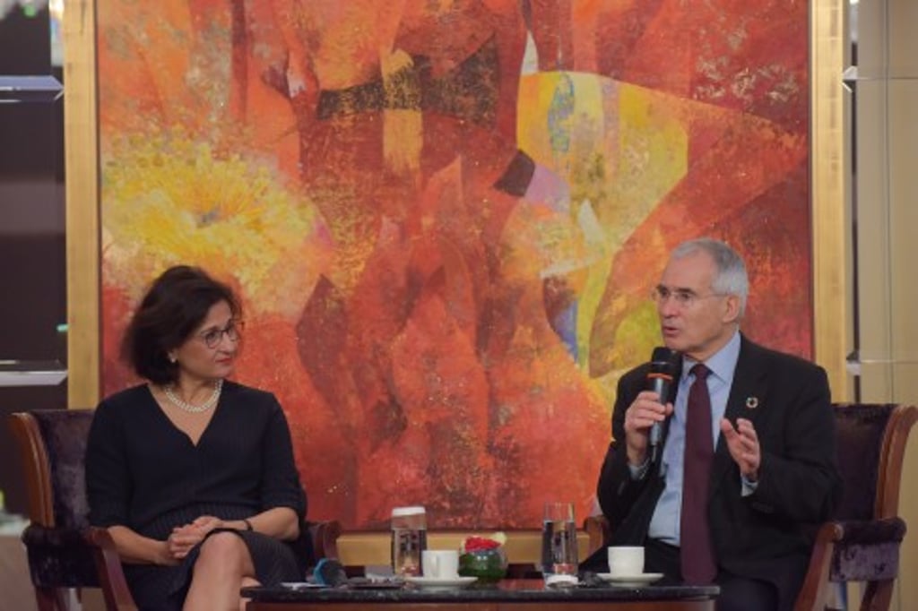 Notable academics Dame Minouche Shafik and Lord Nicholas Stern share the stage at the first seminar in the Education Seminar Series 2018.