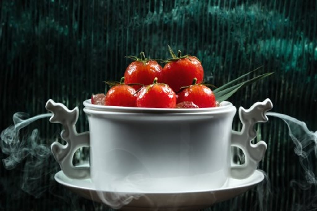 Chilled Cherry Tomato Marinated With Avocado Oil And Wine Jelly