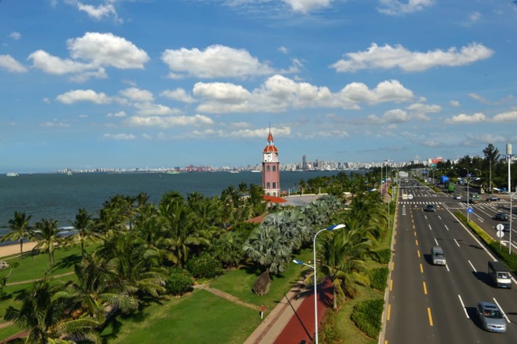 One of top landmark of the island of hainan: the beautiful west coastline of haikou city