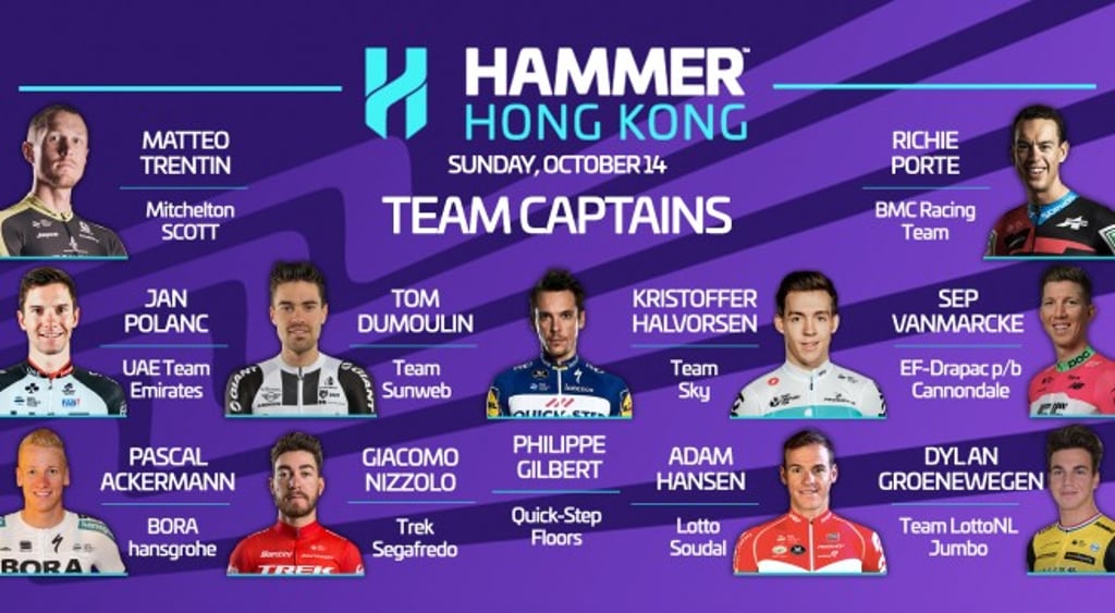 Team captains of the 11 UCI WorldTour teams taking part in Hammer Hong Kong.