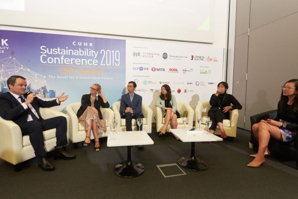 Panel discussion “Circular Economy: How rethinking resources is a war on waste!”: (from left) Sébastien Pivet, Hanna Hallin, Edwin Lau, Venisa Chu, Kay Liu and Hetti Cheung. Panel discussion “Circular Economy: How rethinking resources is a war on waste!”: (from left) Sébastien Pivet, Hanna Hallin, Edwin Lau, Venisa Chu, Kay Liu and Hetti Cheung.