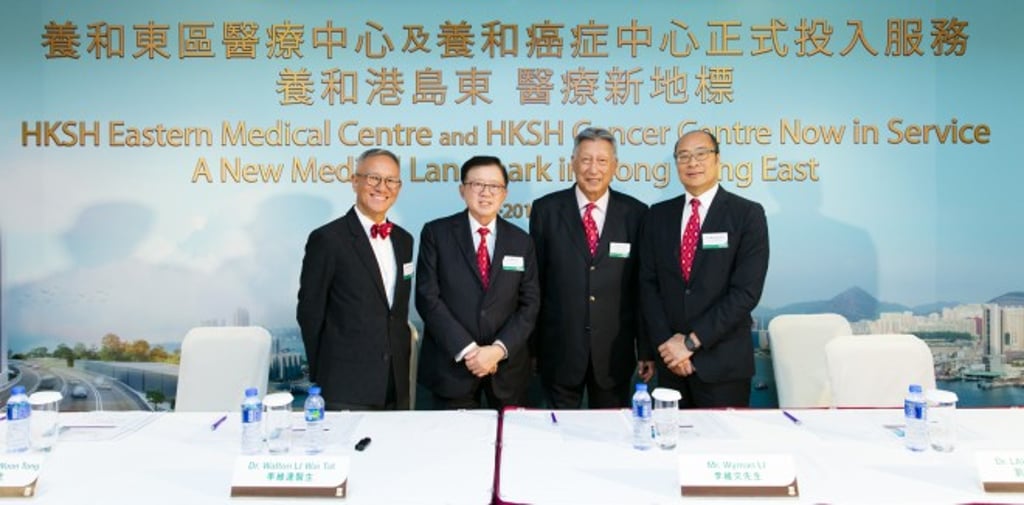 (From left) Dr. Joseph Chan, Dr. Walton Li, Mr. Wyman Li and Dr. Lau Chor Chiu introduce the services of the new HKSH Eastern Medical Centre and HKSH Cancer Centre. (From left) Dr. Joseph Chan, Dr. Walton Li, Mr. Wyman Li and Dr. Lau Chor Chiu introduce the services of the new HKSH Eastern Medical Centre and HKSH Cancer Centre.