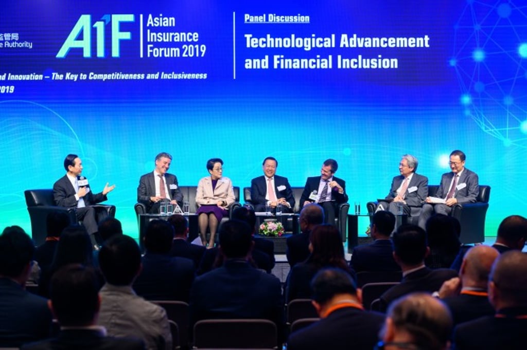 The panel discussion on technological advancement and financial inclusion was moderated by Bernard Charnwut Chan, Convenor of the Non-Official Members of the Executive Council.