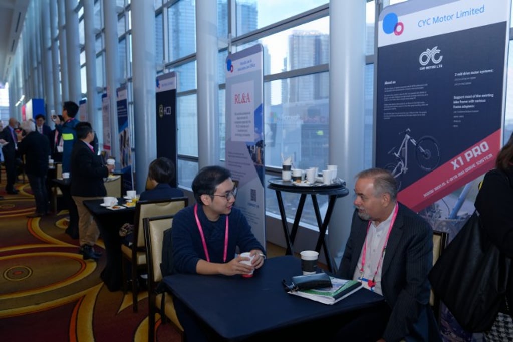 CYC Motor's Jon Chan (pictured, left) spent time with potential distributing partners in the US at the HKTDC 'Think Asia, Think Hong Kong' trade mission held in Los Angeles. CYC Motor's Jon Chan (pictured, left) spent time with potential distributing partners in the US at the HKTDC 'Think Asia, Think Hong Kong' trade mission held in Los Angeles.