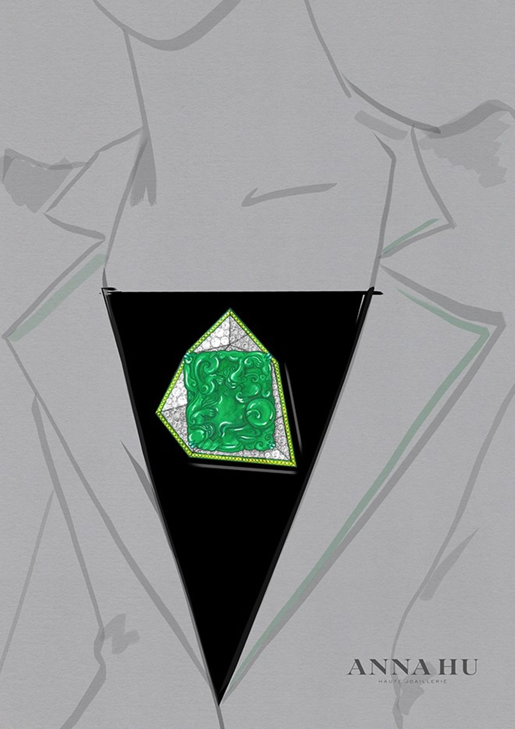 The imperial jadeite pendant can be worn as a brooch. The imperial jadeite pendant can be worn as a brooch.