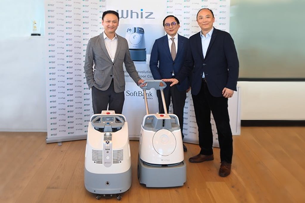 From left to right- Ronald Yip, Sales Director of SoftBank Robotics Hong Kong, Manson Fok, Chairman of Avalon BioMedical (Management) Group, the parent company of Avalon SteriTech and Lewis Ho, CEO of Avalon Steritech.