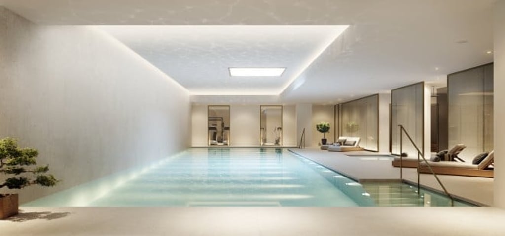 A 20-metre indoor swimming pool is part of the luxurious amenities at Regent’s Crescent.