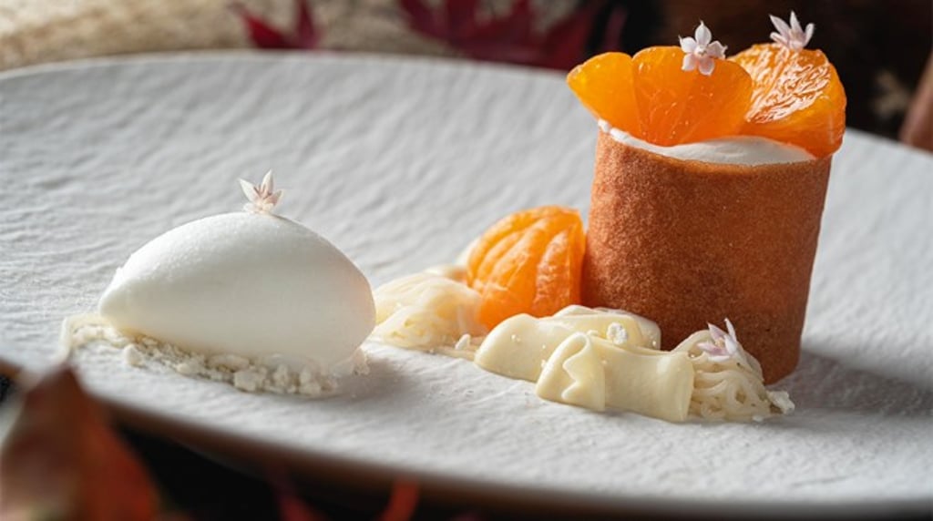 Mandarin Orange. White Bean Paste. Laurel. Signature dessert by Horiuchi Rin