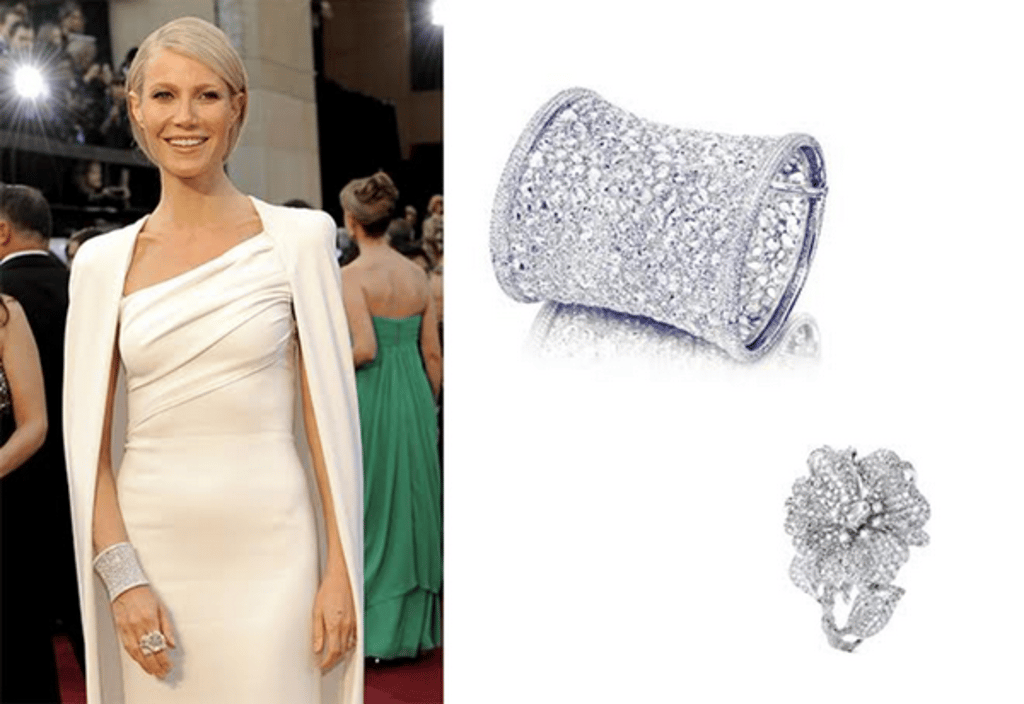 Gwyneth Paltrow wearing “the best red carpet jewellery” of the 2012 Academy Awards.