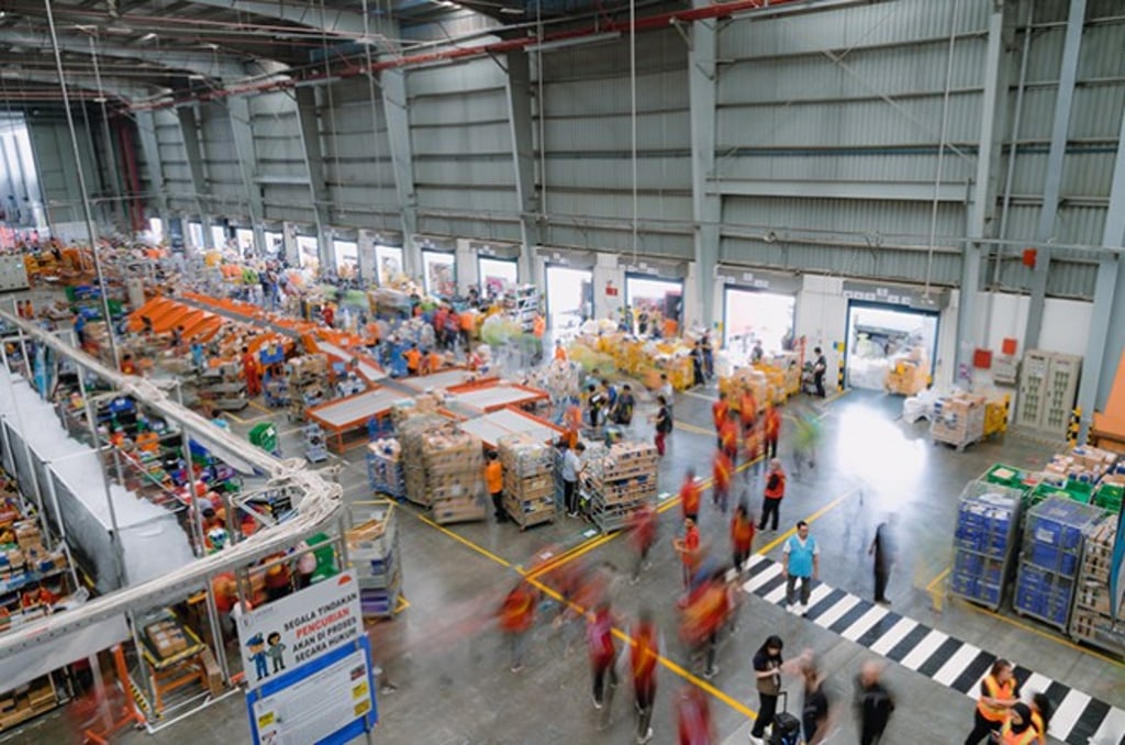 Lazada Indonesia’s warehouse at Cimanggis, West Java, during a mega campaign. Lazada Indonesia’s warehouse at Cimanggis, West Java, during a mega campaign.