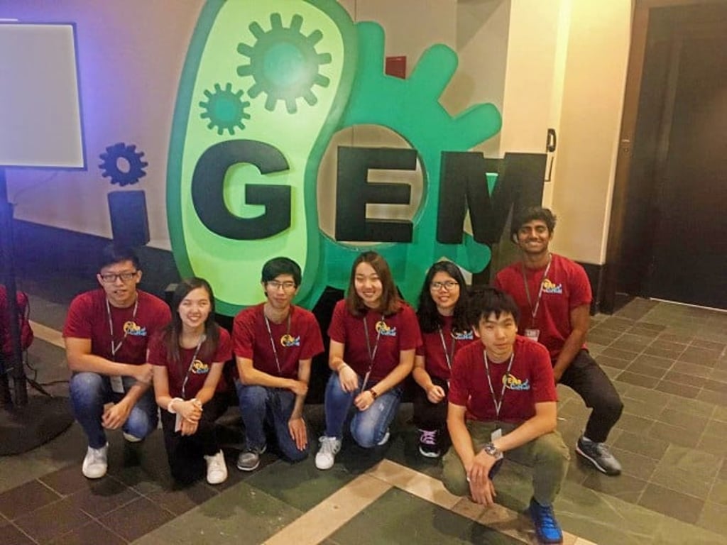 Unnithan (first right) and his team flew to Boston to attend the annual jamboree of the International Genetically Engineered Machine (iGEM) Competition in 2018.
