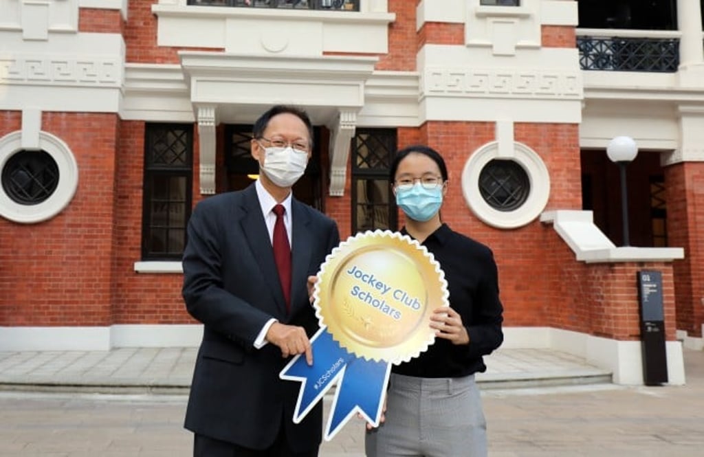 Club Chairman Philip Chen (left) and Doris Wong (right), one of this year’s Jockey Club Scholars.