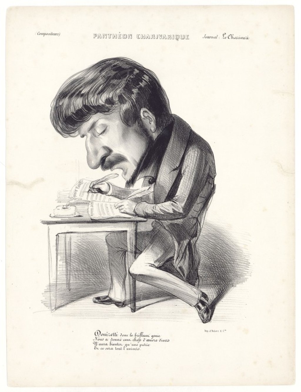 A caricature of the famed composer Gaetano Donizetti.