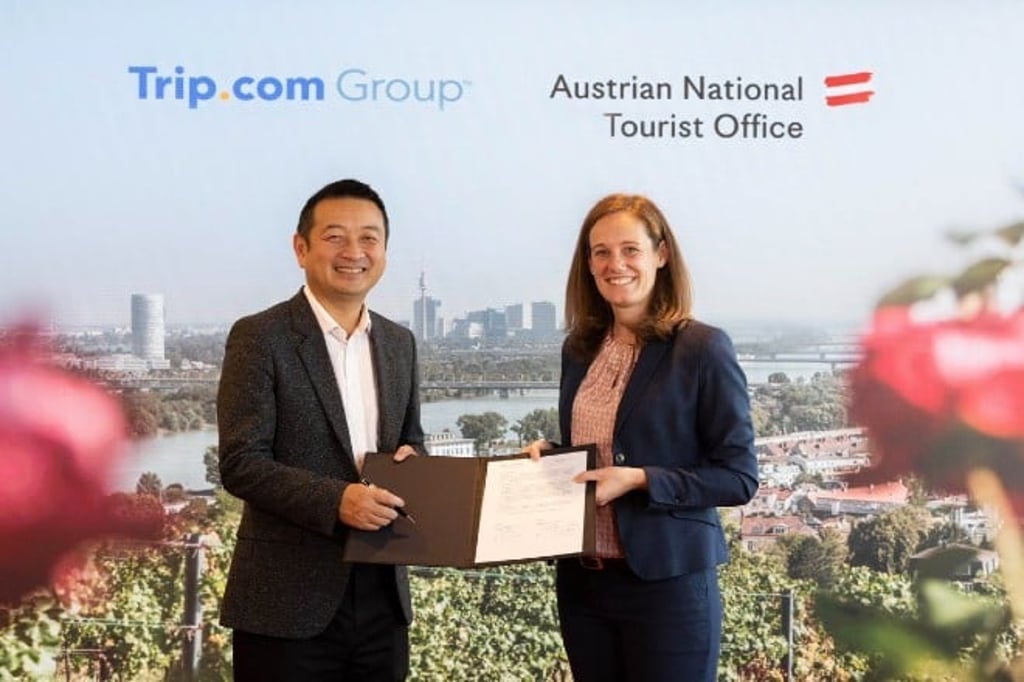 James Liang, Co-founder and Executive Chairman of the Board with Lisa Weddig, CEO of Austrian National Tourist Office. James Liang, Co-founder and Executive Chairman of the Board with Lisa Weddig, CEO of Austrian National Tourist Office.