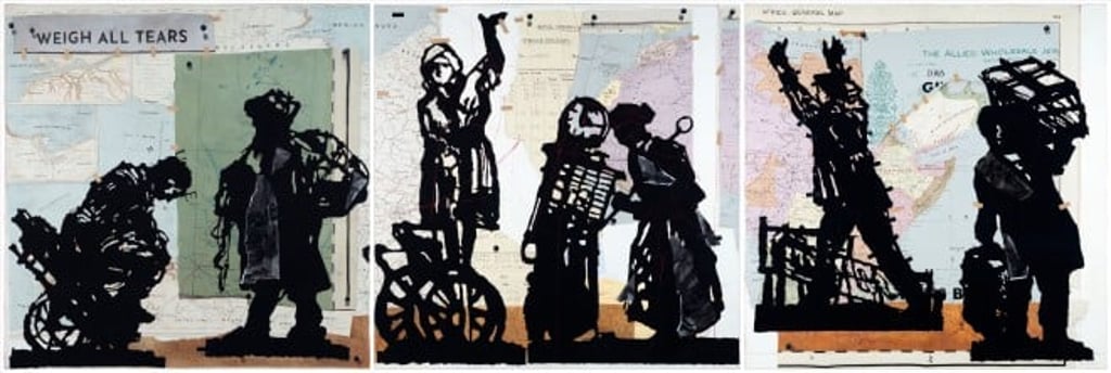 William Kentridge’s six-metre-wide Weigh All Tears triptych