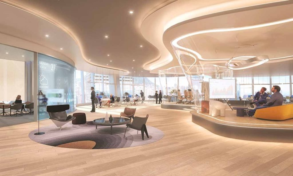 The super Grade-A office tower is envisioned as a smart, sustainable workplace for the future. (For reference only and subject to further design development) The super Grade-A office tower is envisioned as a smart, sustainable workplace for the future. (For reference only and subject to further design development)