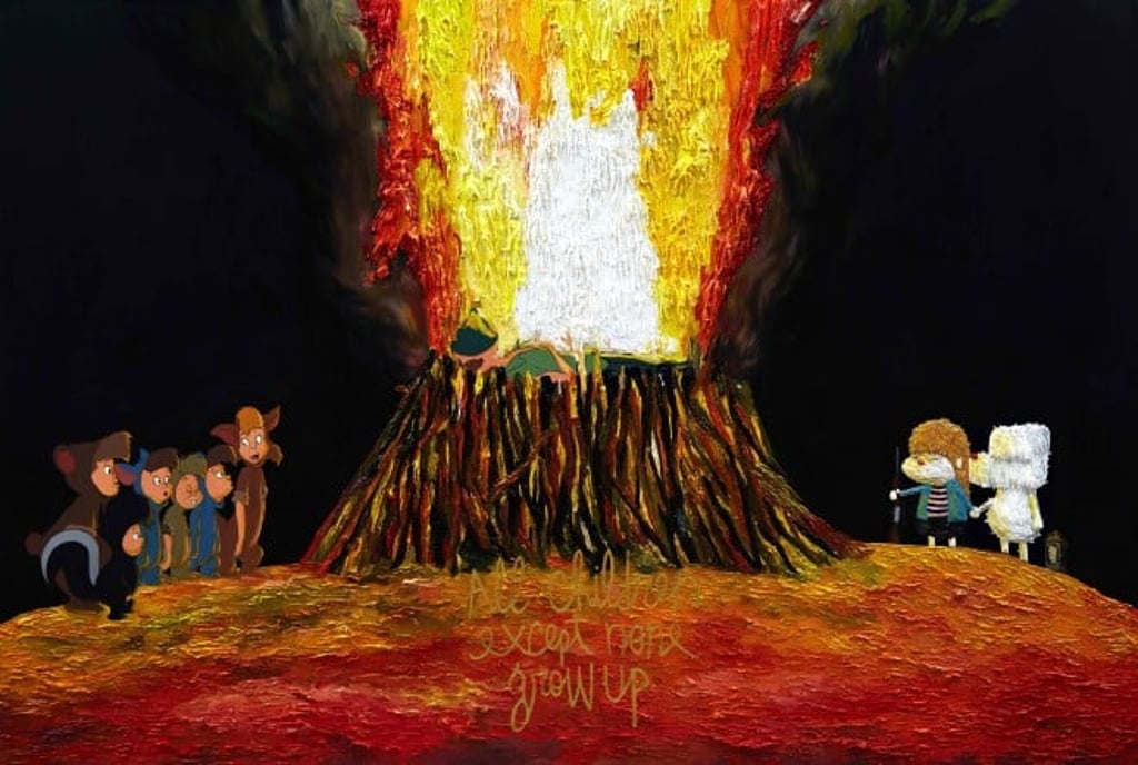 Woo Kukwon’s Bye Peter, oil on canvas, 2022