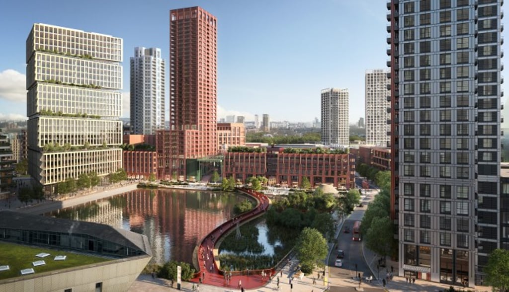 A new undulating red timber bridge will become a must-see piece of architecture in London.