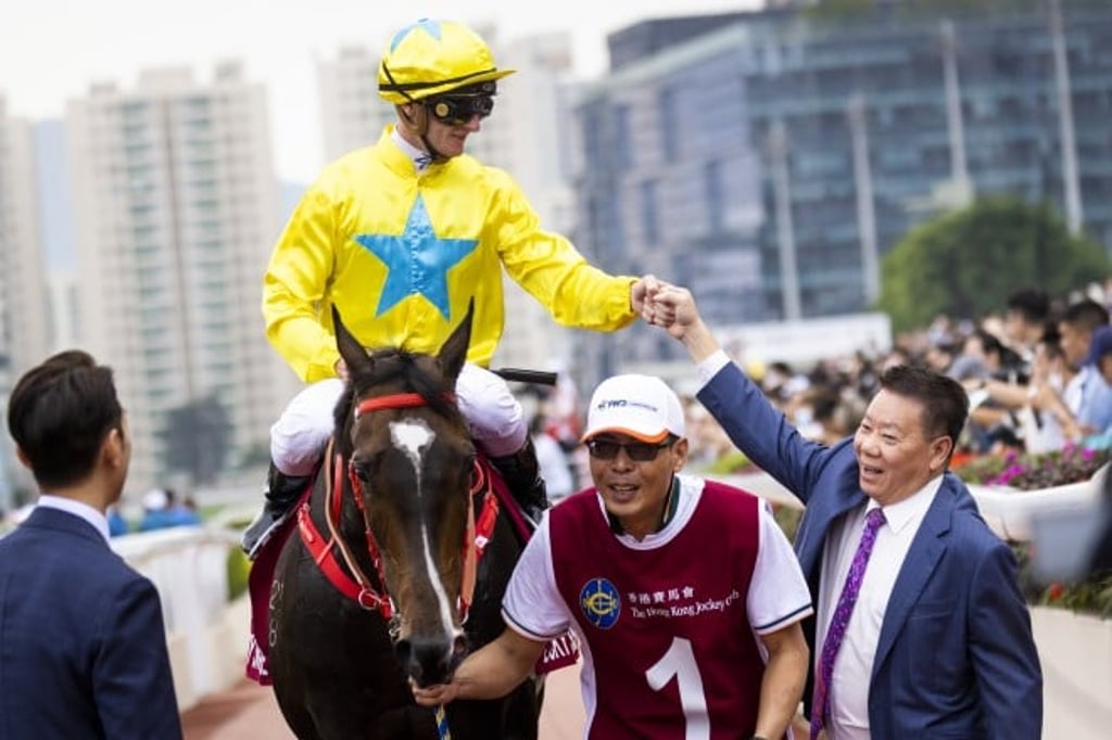 Winning the Chairman’s Sprint aboard Lucky Sweynesse. Winning the Chairman’s Sprint aboard Lucky Sweynesse.