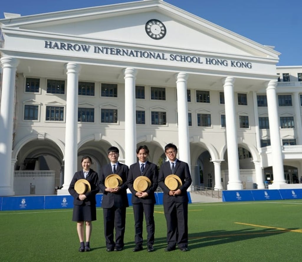 Previous winners of AISL Harrow Scholarships, Peony Sham, Kyan Cheung, Chess Jirasiriariyakul and Bob Wong (from left to right)