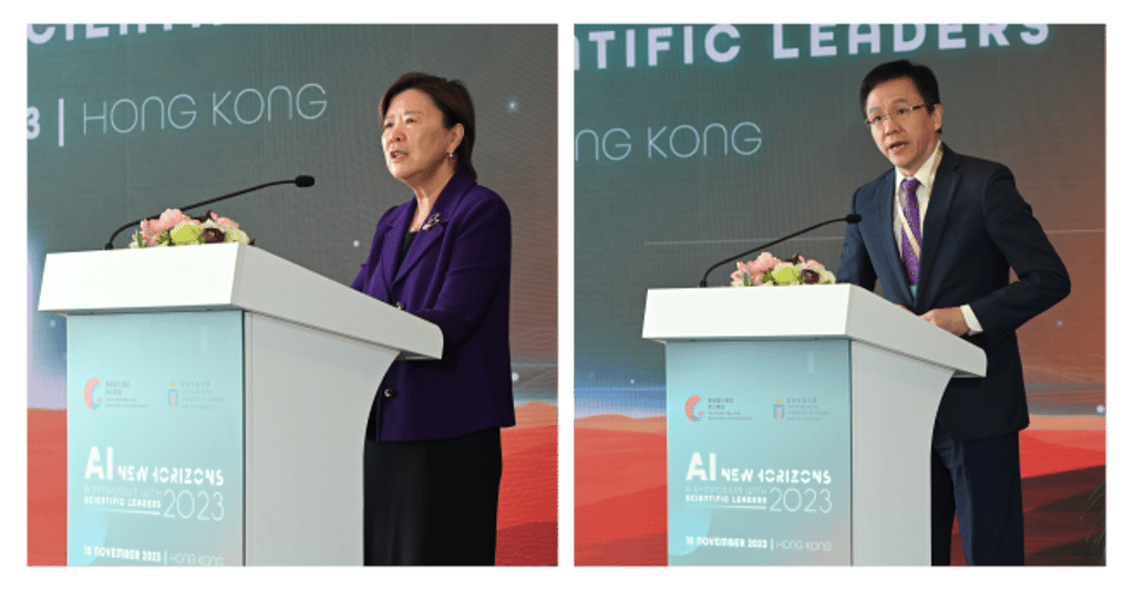 Prof. Nancy Ip (left) and Prof. Sun Dong (right) deliver remarks.