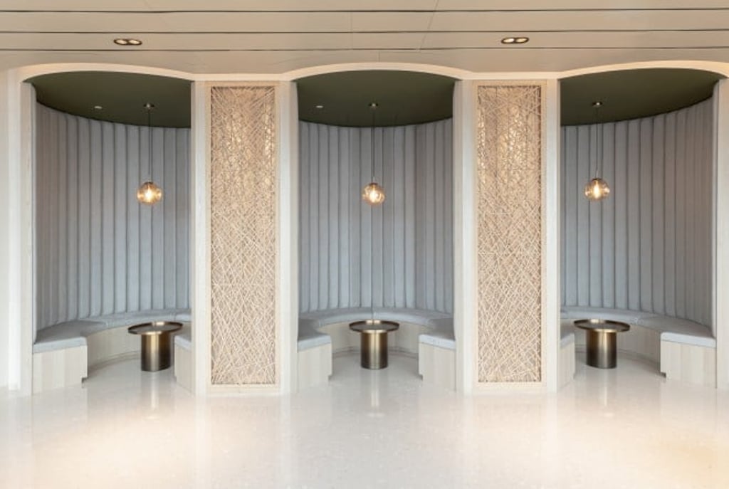 Waiting areas at Humansa Victoria Dockside offer privacy and comfort.