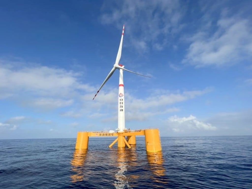 ‘CNOOC Guanlan’, near the Wenchang Oilfield in the South China Sea, is the world's first semi-submersible ‘double hundred’ deepwater floating wind power project.