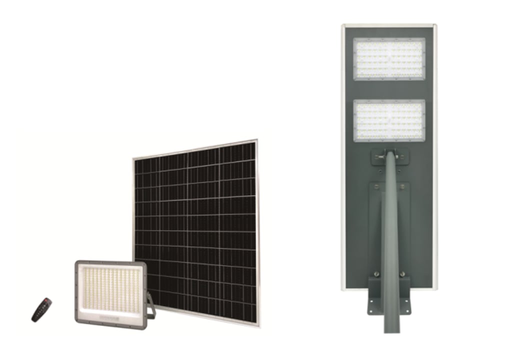 Amo Technology showcases its Solar and Electricity Hybrid Street Light at booth 8-A05, featuring solar power with automatic electric backup and remote-control functions for charging and operation.