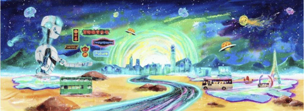 Visitors can try their hand at drawing and co-create the future with renowned local watercolour artist Pei Chung in his artwork "Dazzling Dreams".