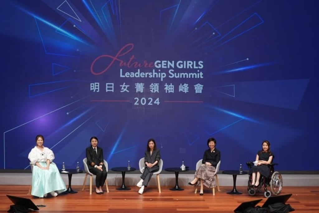 “Superpower in Action: From Challenges to Leadership” Main Panel Discussion (From left): Moderator: Ms. Secy Cheung, Founding Board Director, FutureGen Girls Foundation; Panelists: Ms. Joanna Kwok, Chief Engineer at Anglo-Eastern Ship Management Ltd, the first woman in Hong Kong to pass the licensing exam for Chief Engineer Officer on ocean going vessels; Ms. Janice Lee, CEO of Viu & PCCW Media Group and Chairman of HKTVE Ltd (Viu TV); Ms. Donna Tang, Executive Manager, Charities (Talent & Sector Development), The Hong Kong Jockey Club and Deputy Secretary-General (Secretariat and Core Operations), Institute of Philanthropy; and Ms. Ho Yuen Kei, Boccia Athlete from Team Hong Kong, China and 2024 Paris Paralympic Games Double Gold Medalist