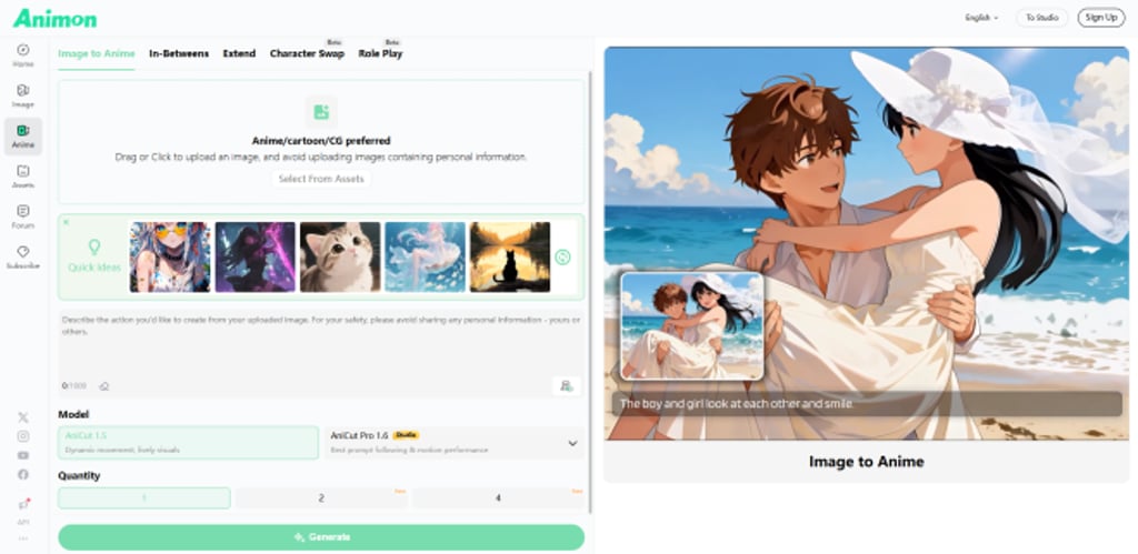 CreateAI’s Animon.ai platform allows users to upload an image or a text prompt and generate short anime-style video sequences without specialist training or professional software.