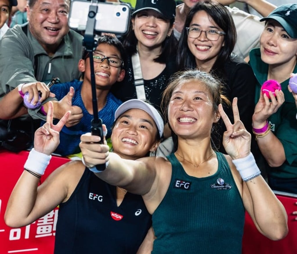 Hong Kong, China tennis athletes Eudice Chong (right) and Cody Wong Hong-yi won their doubles first round match at the WTA250 Hong Kong Tennis Open in October