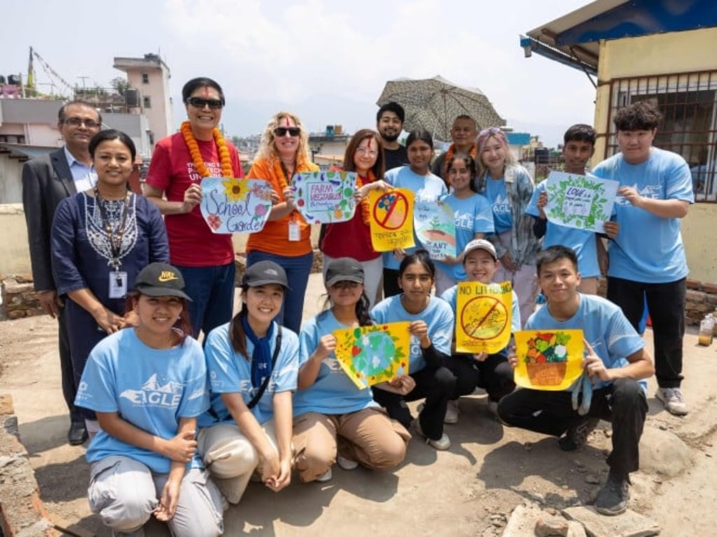 EAGLE students collaborated with local students in Nepal on eco-friendly projects, enhancing sustainability and leadership skills.
