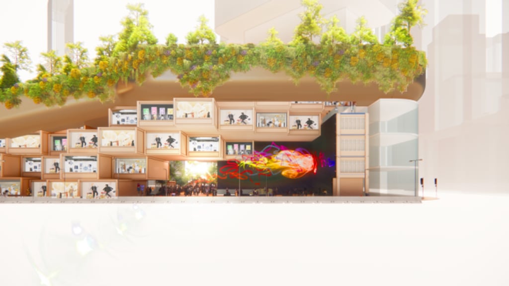 In RLP Asia’s “Mong Kok 100%: Open City Vision”, urban mining turns buildings into material banks. Components from future demolitions are catalogued with digital passports, designed for disassembly, and stored within the new structures for reuse in later renewal phases.