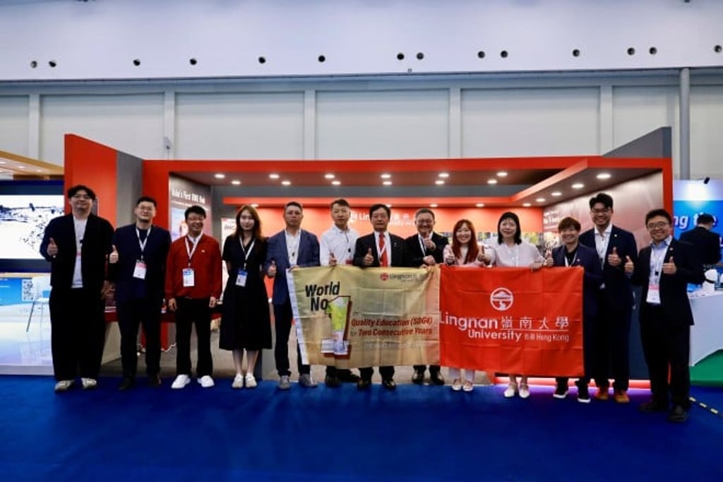 President S. Joe Qin (middle) attends the Times Higher Education (THE) Global Impact Rankings announcement at the Global Sustainable Development Congress in Jakarta, Indonesia. Lingnan University retains its global No. 1 in Quality Education, tops six SDGs in Hong Kong, and ranks among the top 100 globally for seven SDGs. President S. Joe Qin (middle) attends the Times Higher Education (THE) Global Impact Rankings announcement at the Global Sustainable Development Congress in Jakarta, Indonesia. Lingnan University retains its global No. 1 in Quality Education, tops six SDGs in Hong Kong, and ranks among the top 100 globally for seven SDGs.