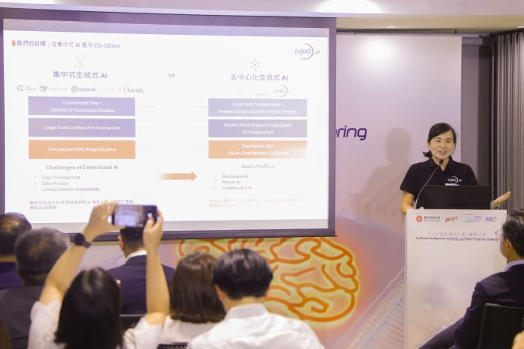 Professor Yang Hongxia, Chief Scientist and Founder of InfiX(HK).ai and Chair Professor at The Hong Kong Polytechnic University, notes that the Co-GenAI platform helps clients across various industries improve AI application efficiency by up to 50 percent. Professor Yang Hongxia, Chief Scientist and Founder of InfiX(HK).ai and Chair Professor at The Hong Kong Polytechnic University, notes that the Co-GenAI platform helps clients across various industries improve AI application efficiency by up to 50 percent.