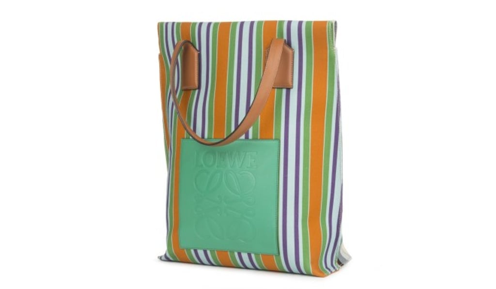Streamlined Multicolour Shopper Stripes Bag in cotton-canvas and calfskin is the It bag for toting your stuff around. Streamlined Multicolour Shopper Stripes Bag in cotton-canvas and calfskin is the It bag for toting your stuff around.