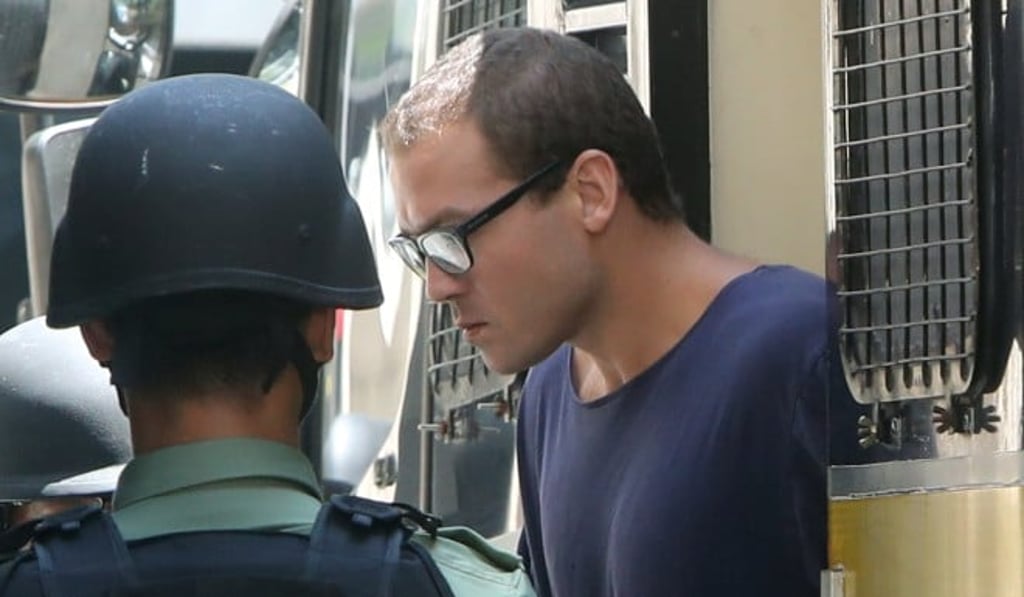 British banker Rurik Jutting, who murdered two Indonesian women, seeks leave to appeal from Court of Final Appeal on August 9, 2018. Photo: Winson Wong
British banker Rurik Jutting, who murdered two Indonesian women, seeks leave to appeal from Court of Final Appeal on August 9, 2018. Photo: Winson Wong