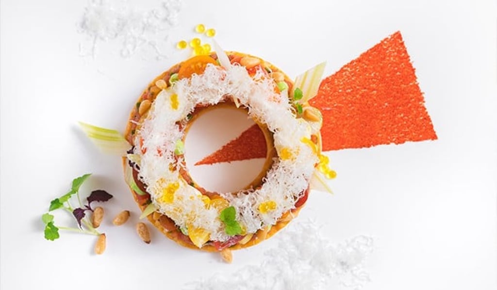 Heirloom cherry tomato: Granny Smith apple, avocado, cucumber