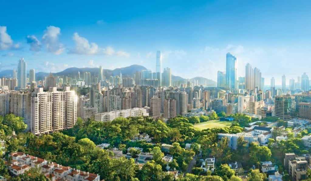 An artist’s impression of the proposed St. George’s Mansions residential tower block development (left) in Kadoorie Hill.