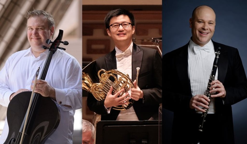 Taking part in Swire Symphony Under The Stars 2020 are (from left): Principal Cello Richard Bamping (Photo Credit: Cheung Wai-lok) , Principal Horn Lin Jiang (Photo credit: Ka Lam/HK Phil) and Principal Clarinet Andrew Simon. Taking part in Swire Symphony Under The Stars 2020 are (from left): Principal Cello Richard Bamping (Photo Credit: Cheung Wai-lok) , Principal Horn Lin Jiang (Photo credit: Ka Lam/HK Phil) and Principal Clarinet Andrew Simon.